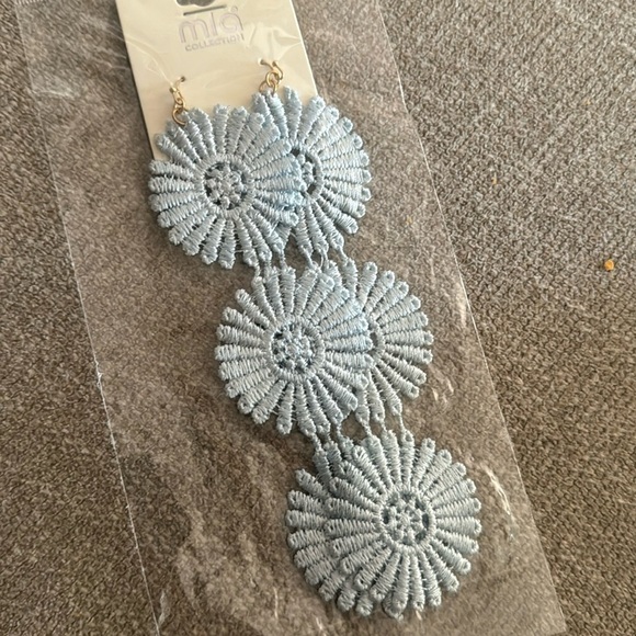 mia collection Jewelry - Mia Collection Blue Lace Floral Dangle Earrings Costume Jewelry